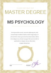 Master's degree certificate, MS Psychology